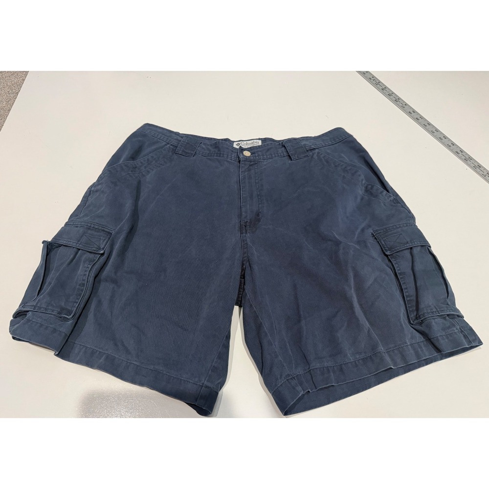 Columbia Mens Navy Blue Cotton Cargo Shorts 38W 9 Inseam Hiking Outdoor